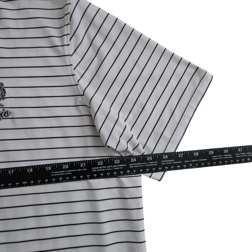 Greyson (Mens XL) The Classic Polo Golf Shirt Short Sleeve White Striped Stretch